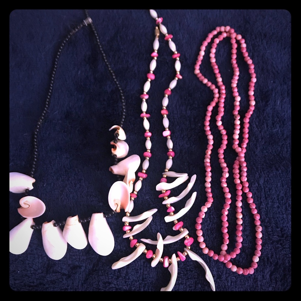3 shell necklaces